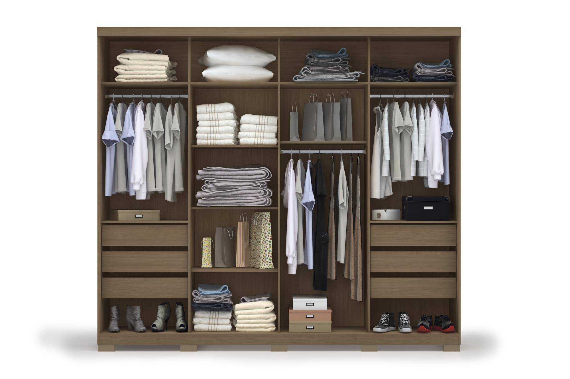 Внутреннее наполнение шкафа купе в прихожую, спальню c фото 2, 3, 4 метра