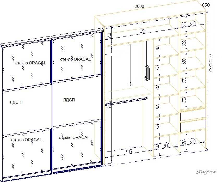 Наполнение шкафа купе для прихожей схемы и чертежи