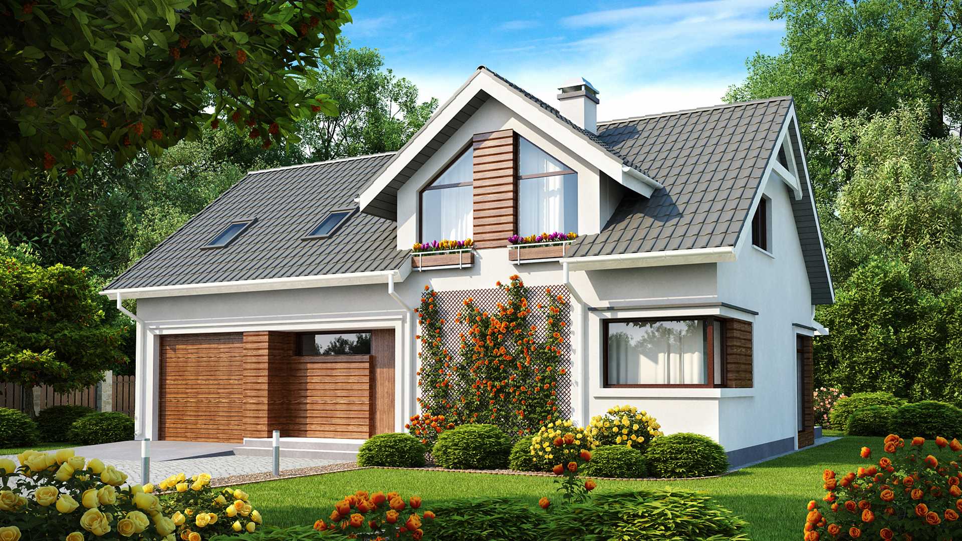 Проект дома с мансардой и балконом 6*6, 8*10 и 9*9 метров