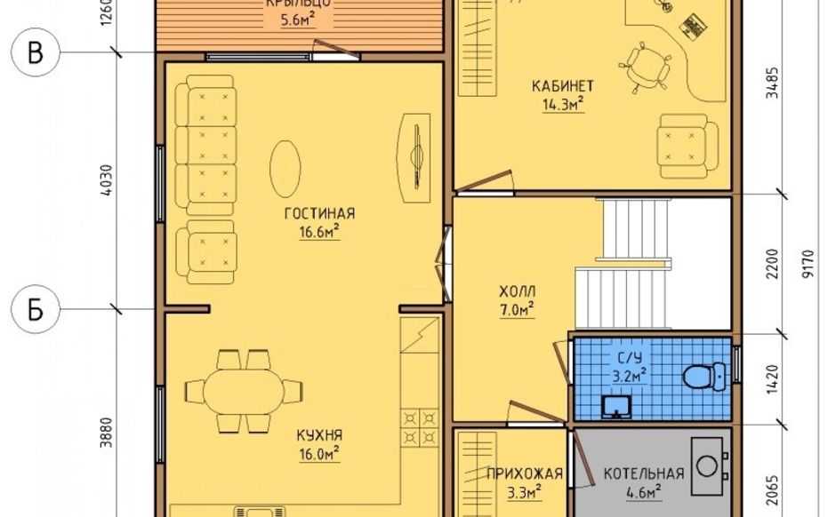 Планировка дома 6*8 с мансардой