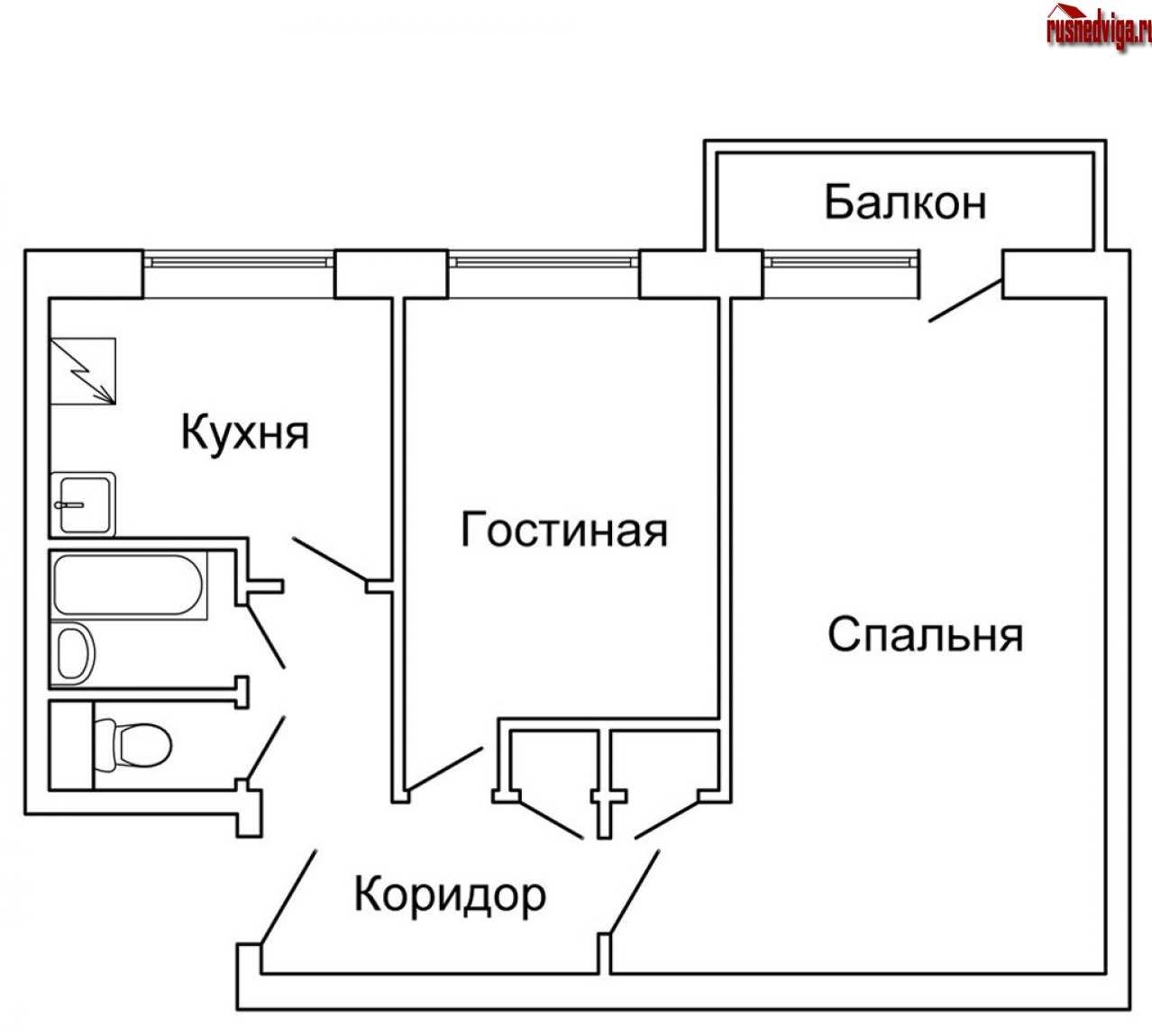 Дизайн типовой двухкомнатной квартиры